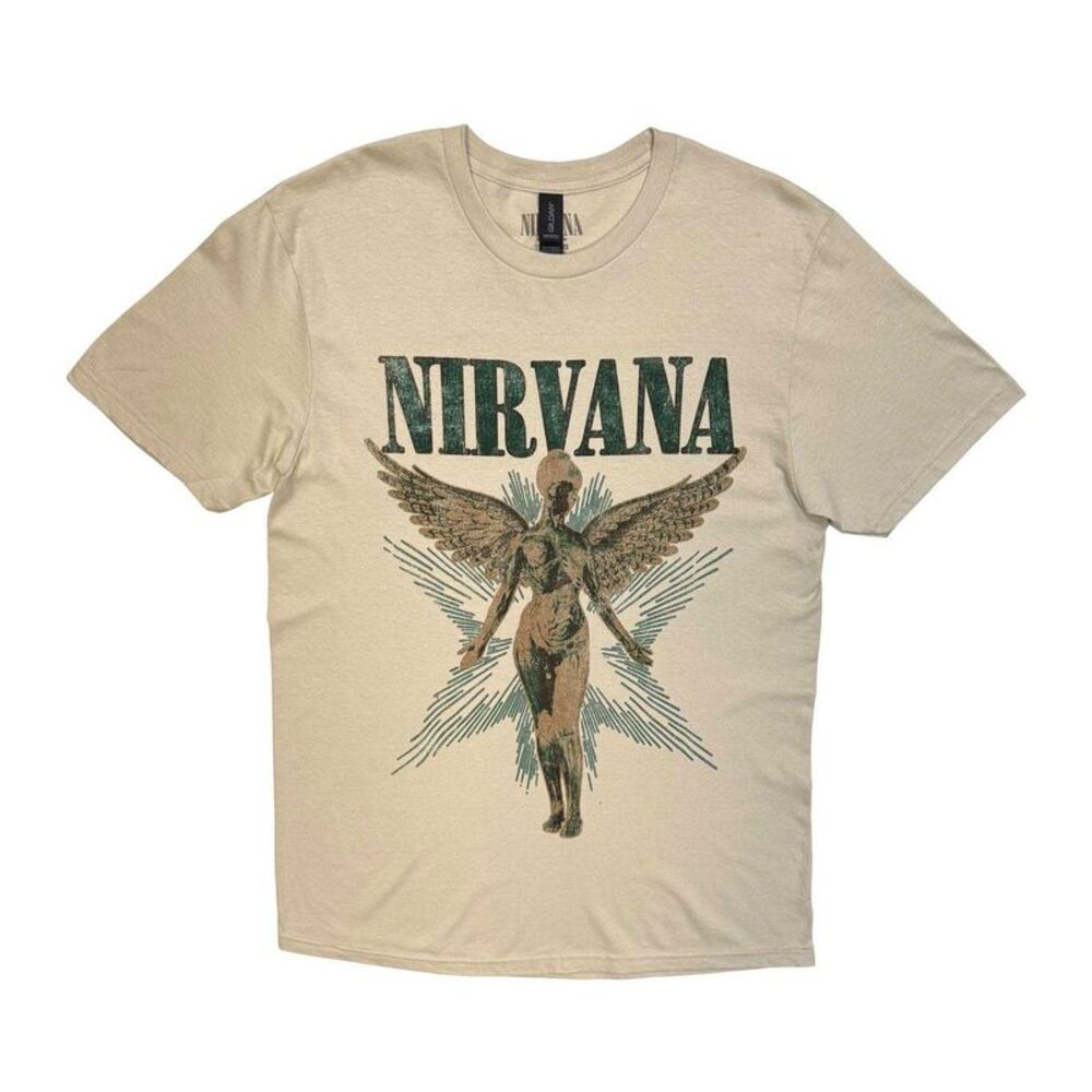 Nirvana Unisex Adult In Utero Angel Vintage T-Shirt / Sand